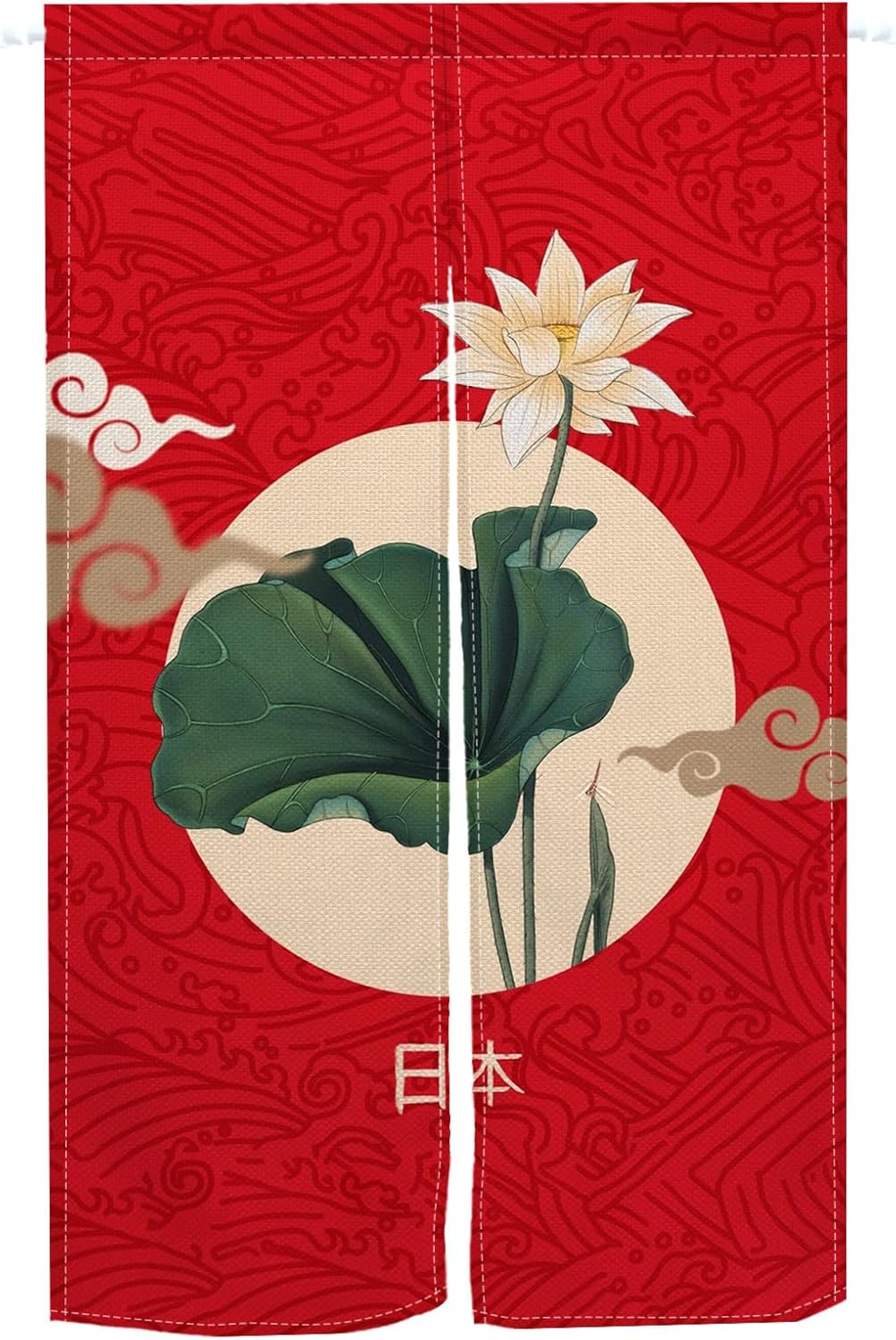 Lotus Flower Japanese Noren Door Curtain 335x709
