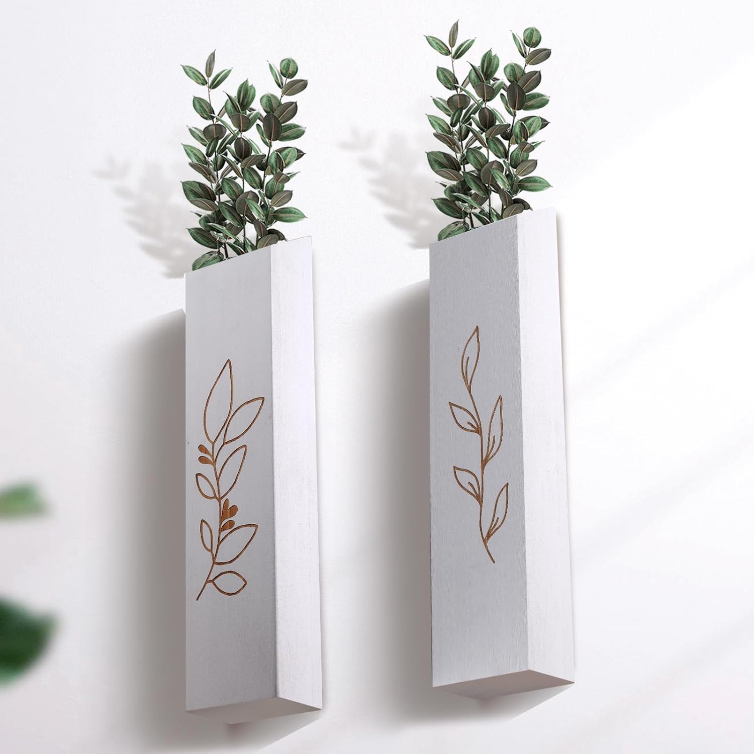 Wooden Wall Planter 4 Pack Farmhouse Decor White