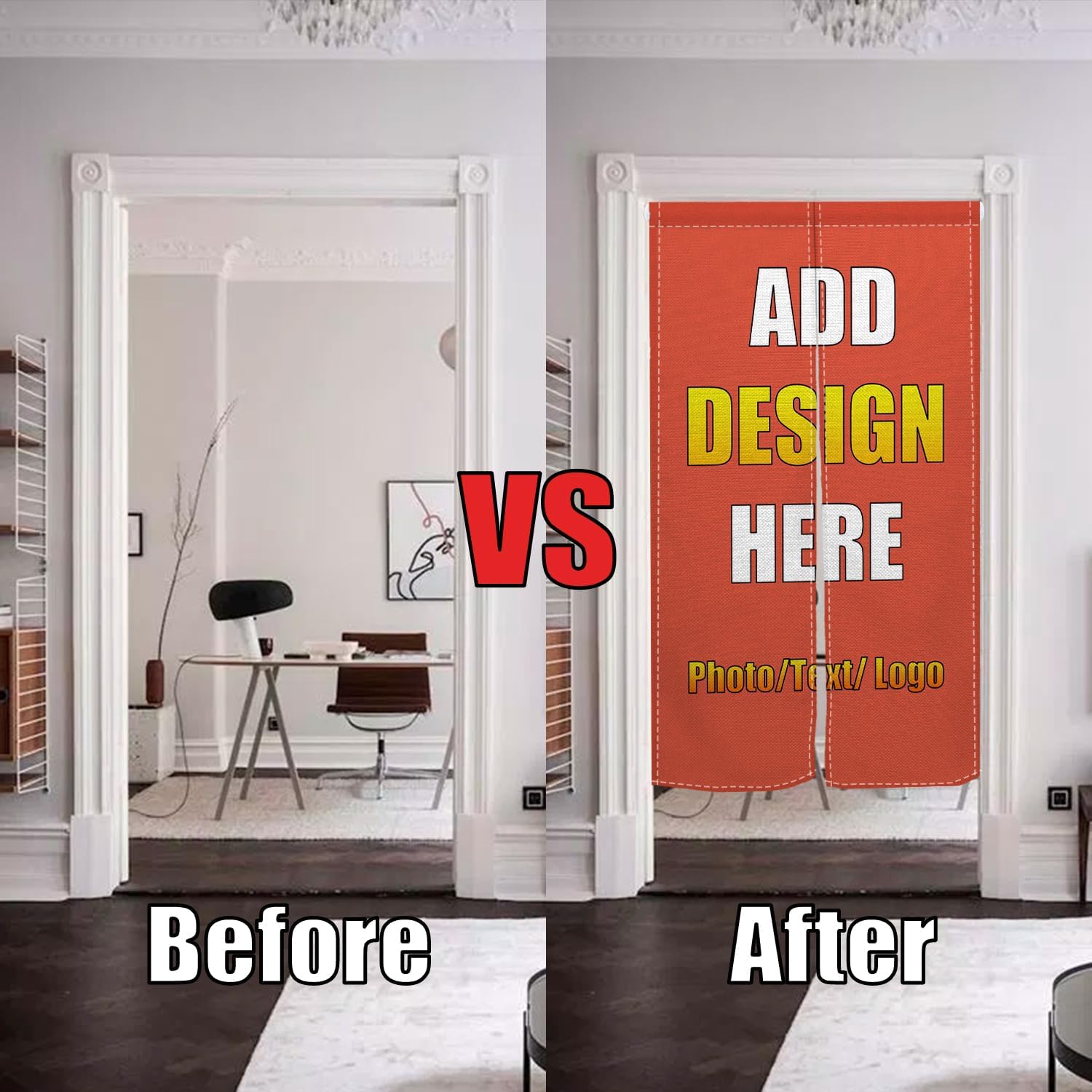 Custom Door Curtain Noren with Photo Text Logo