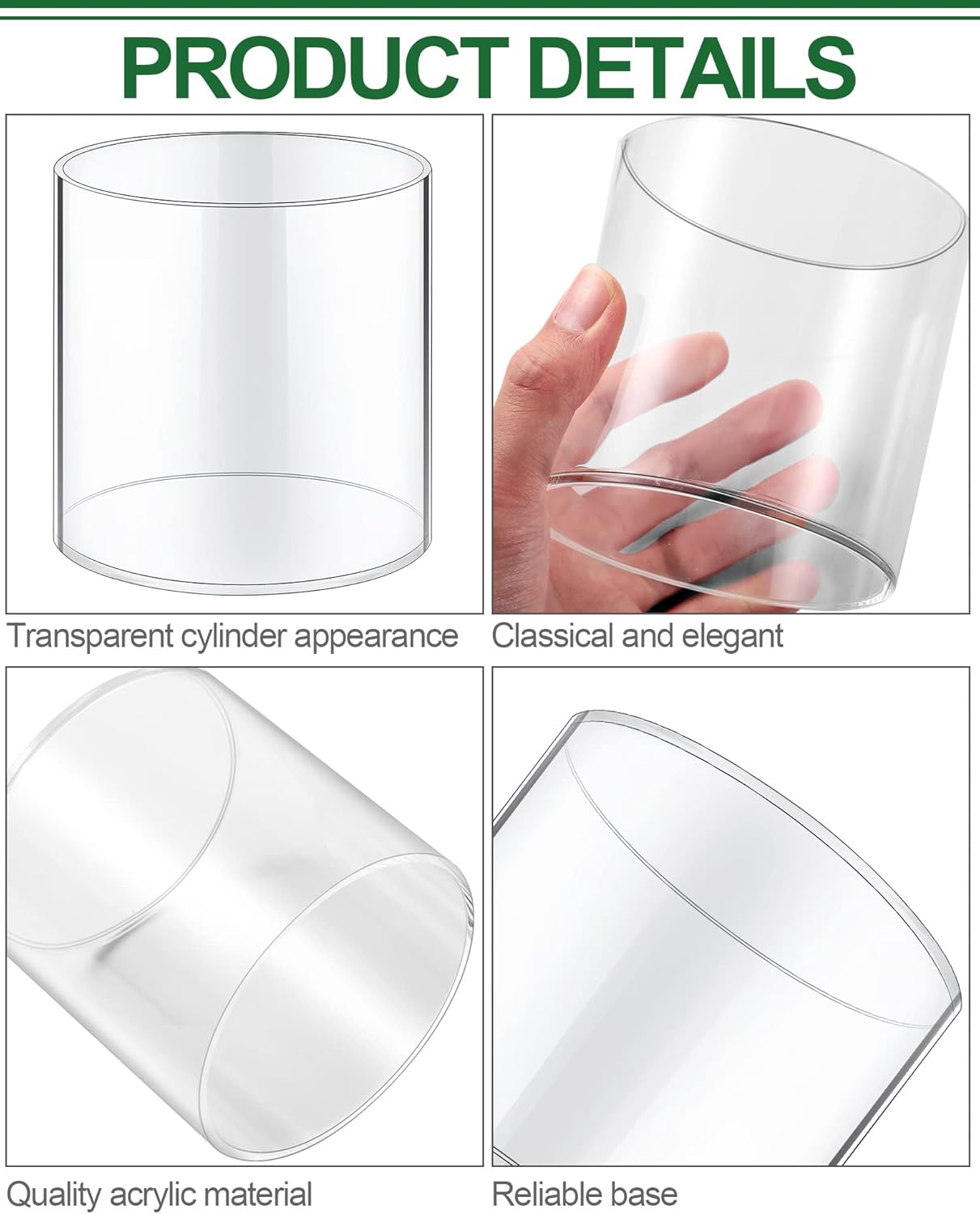 Meekoo 3 Piece Clear Acrylic Cylinder Vase Set