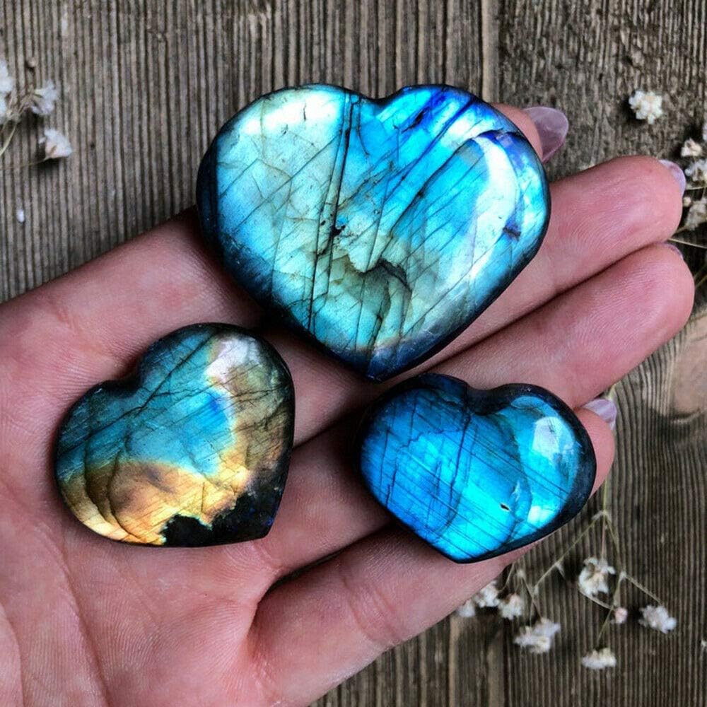 Wixine Crystal Heart Moonstone Labradorite Healing Stone for Reiki and Meditation