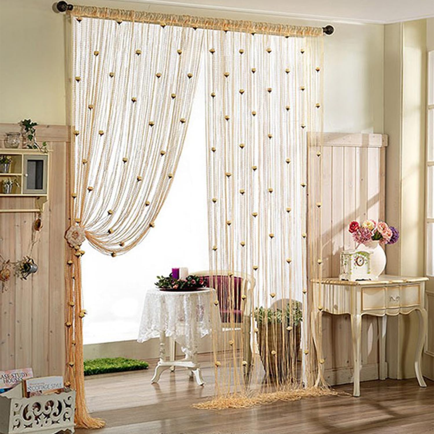 RJDJ Rose Thread Door Curtain - Blue