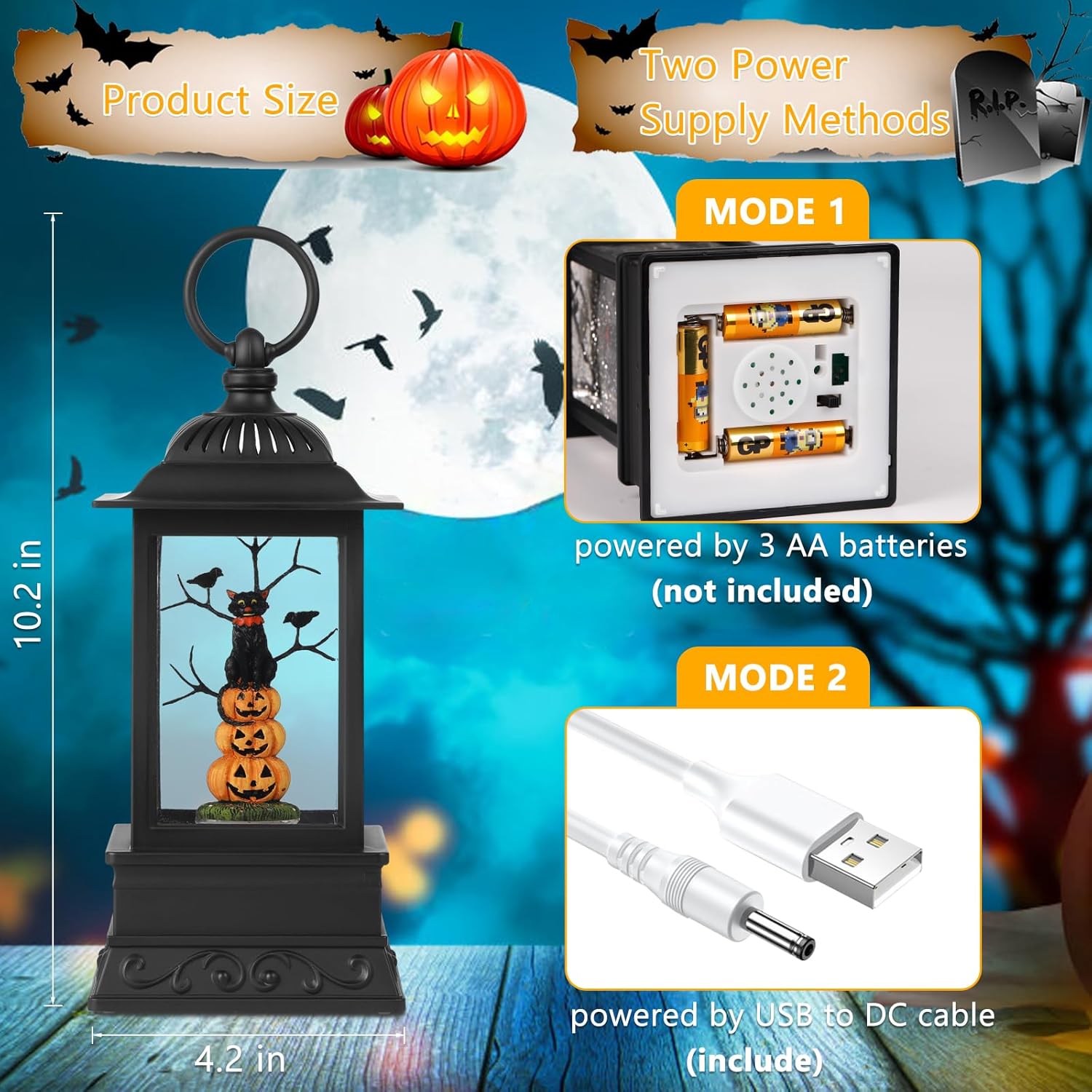 Melunar 10 Halloween Snow Globe with Light and Music