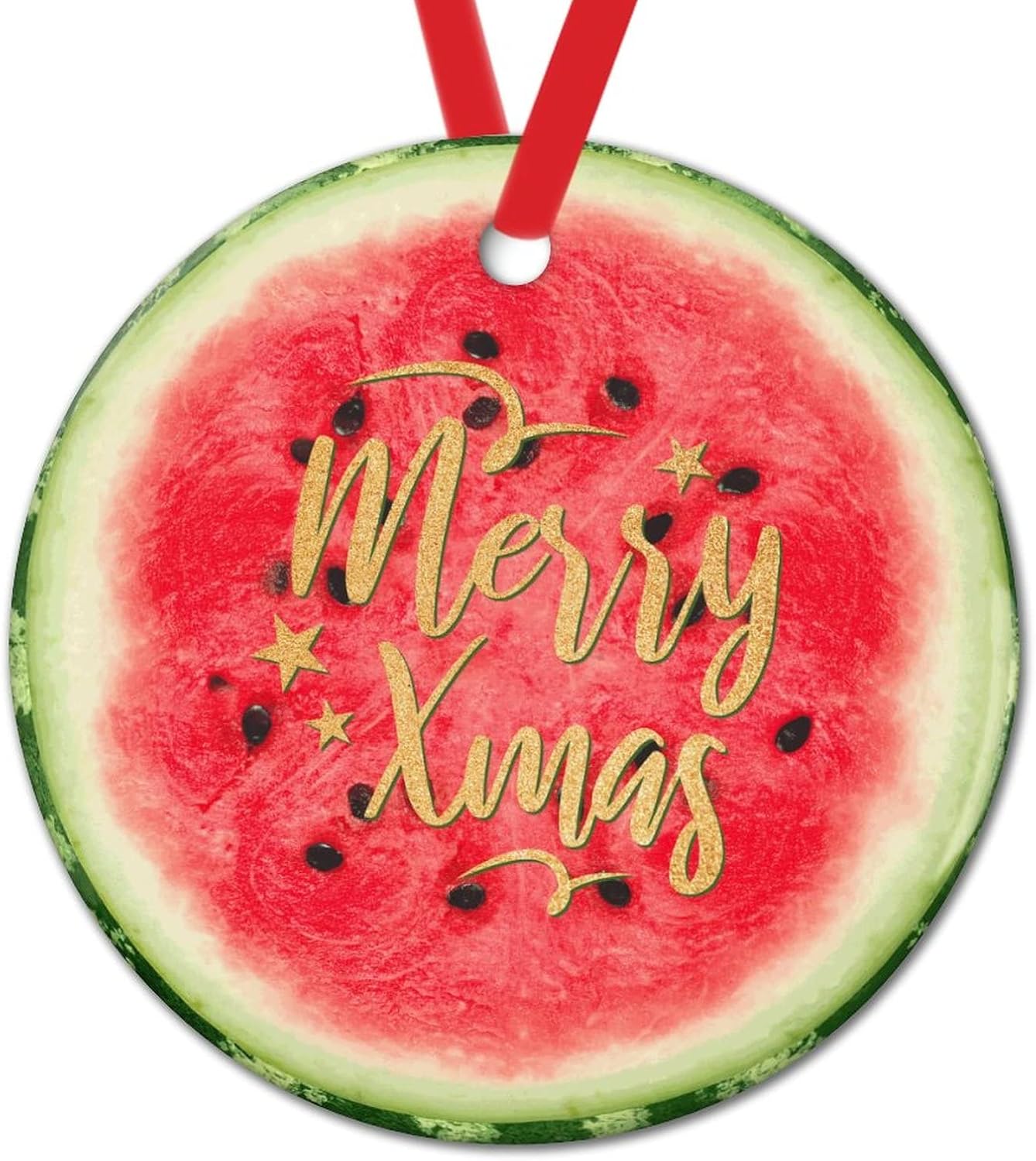Swavecat 3 Inch Ceramic Watermelon Christmas Ornament