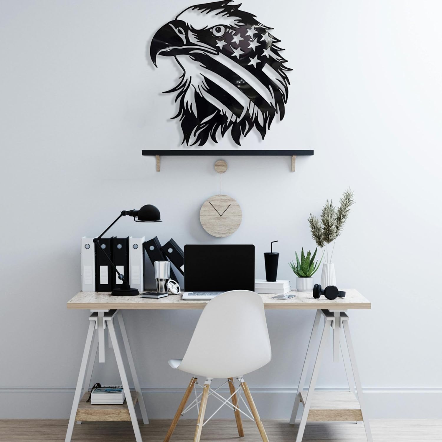 Patriotic Bald Eagle American Flag Metal Wall Art 40 Inches
