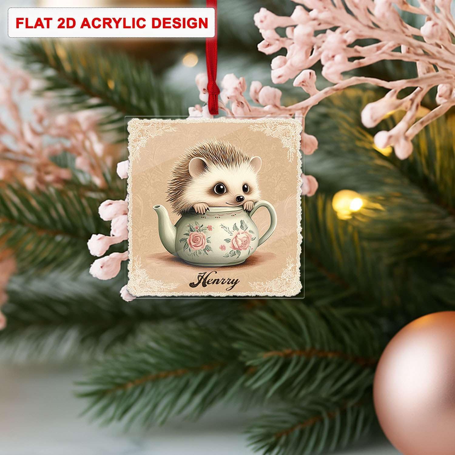 Personalized Name Hedgehog Hanging Ornament