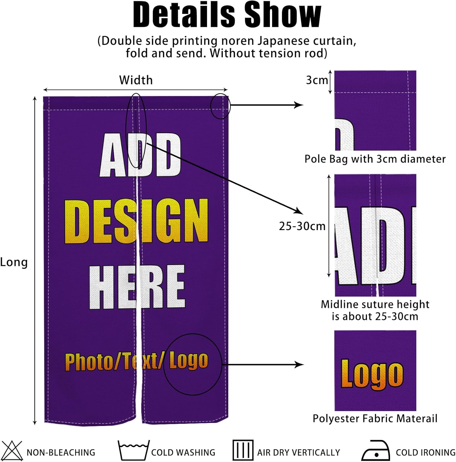 Custom Noren Curtain with Personalized Photo or Logo