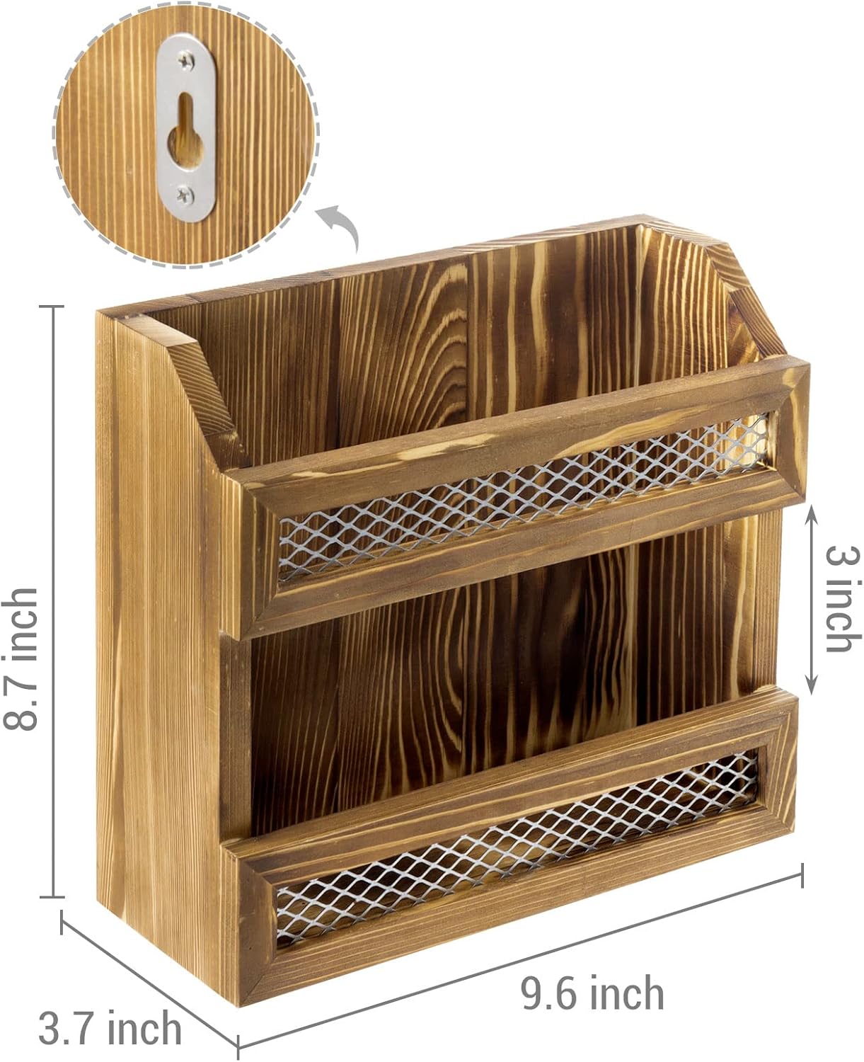 MyGift Rustic Burnt Wood Magazine Holder with Chicken Wire Rail