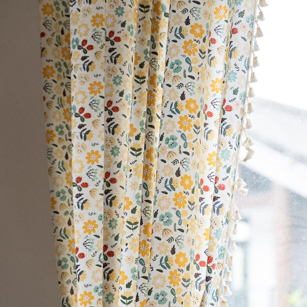 Deeprove Boho Cotton Linen Tassel Curtain Panel