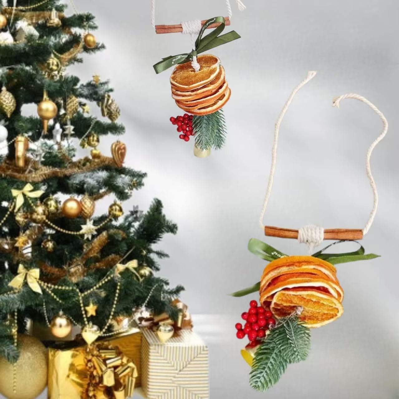 Christmas Tree Ornaments Set - Dried Orange Slices Cinnamon Sticks