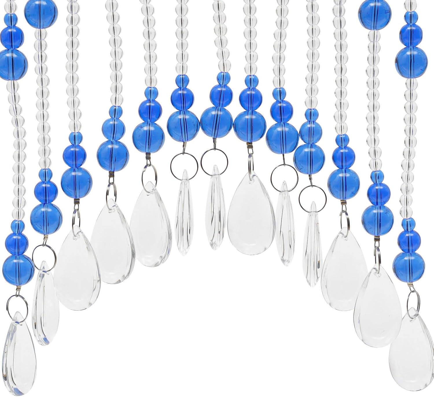Blue Crystal Beaded Curtain with Adjustable Width