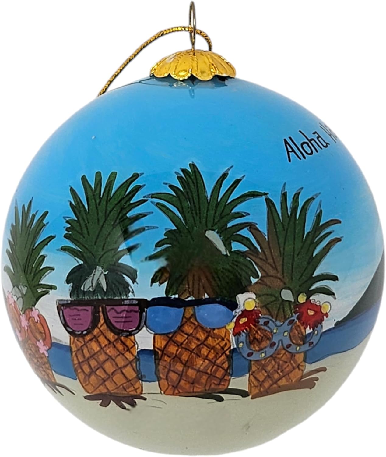 Chill Pineapple Vibes Hawaiian Christmas Ornament