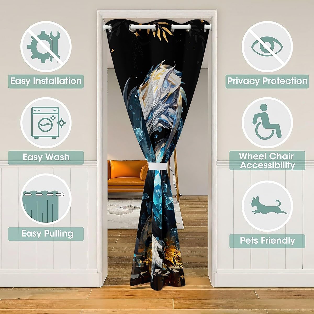 Castle Fairy 3D Western Dragon Door Curtain with Grommets