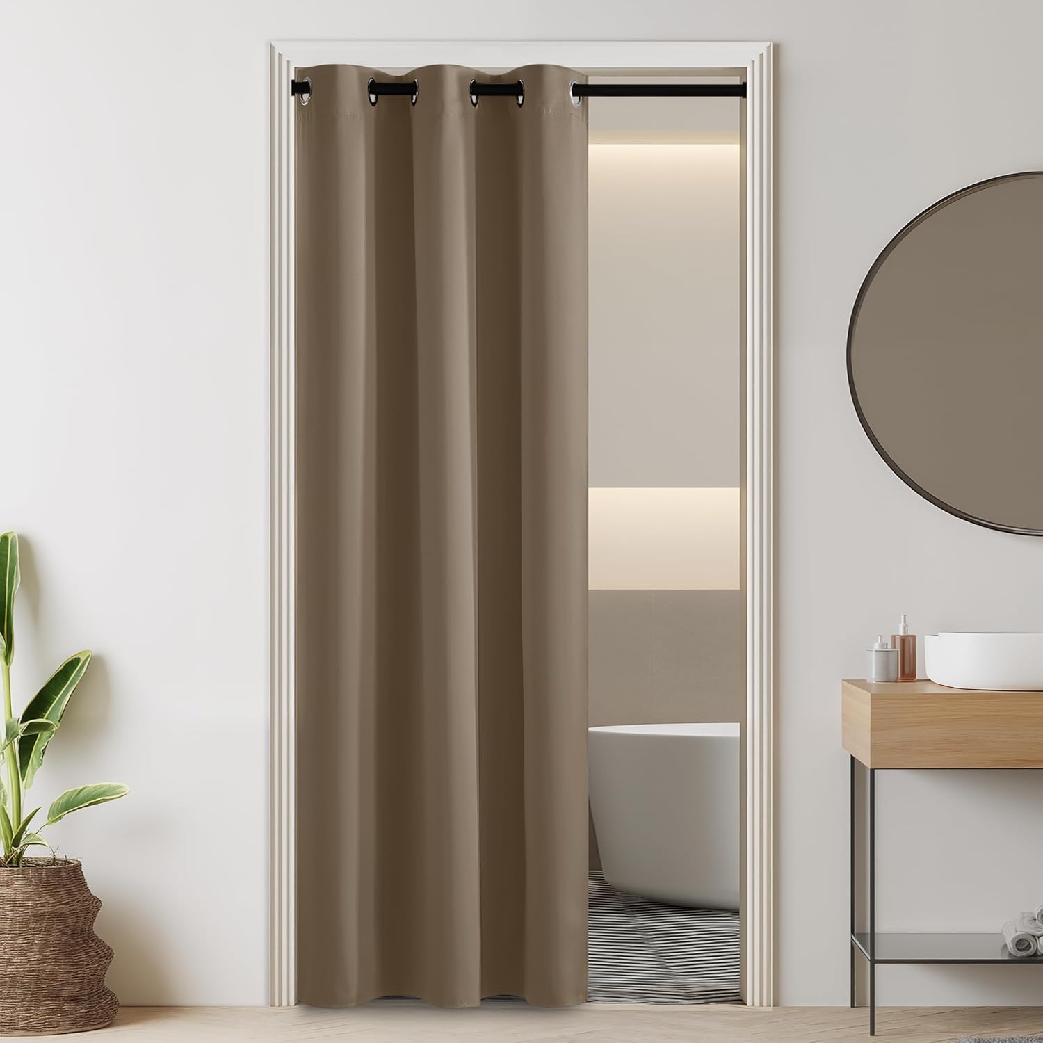 RYB HOME Blackout Door Curtain Panel Mocha