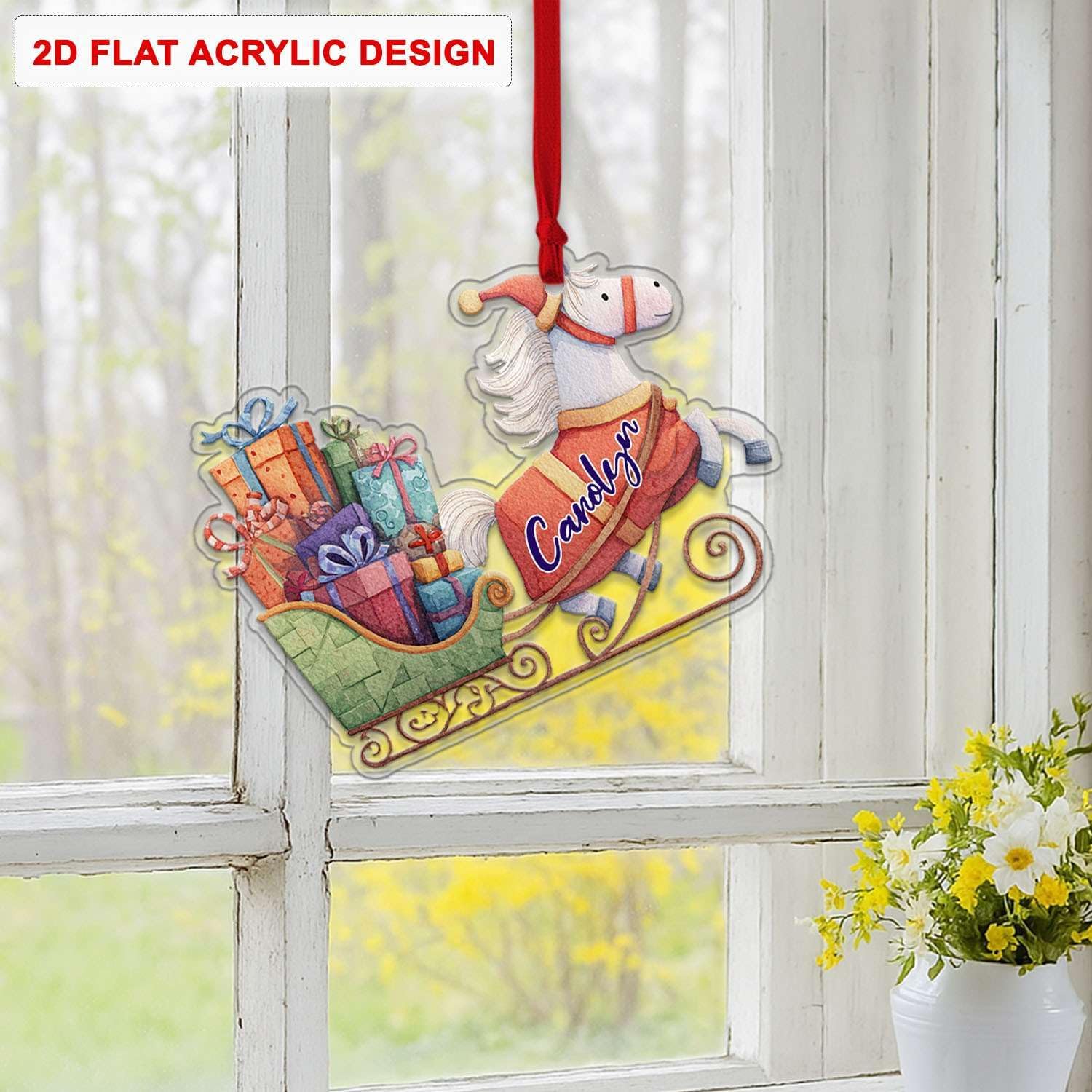 Personalized Horse Sleigh Christmas Ornament with Name