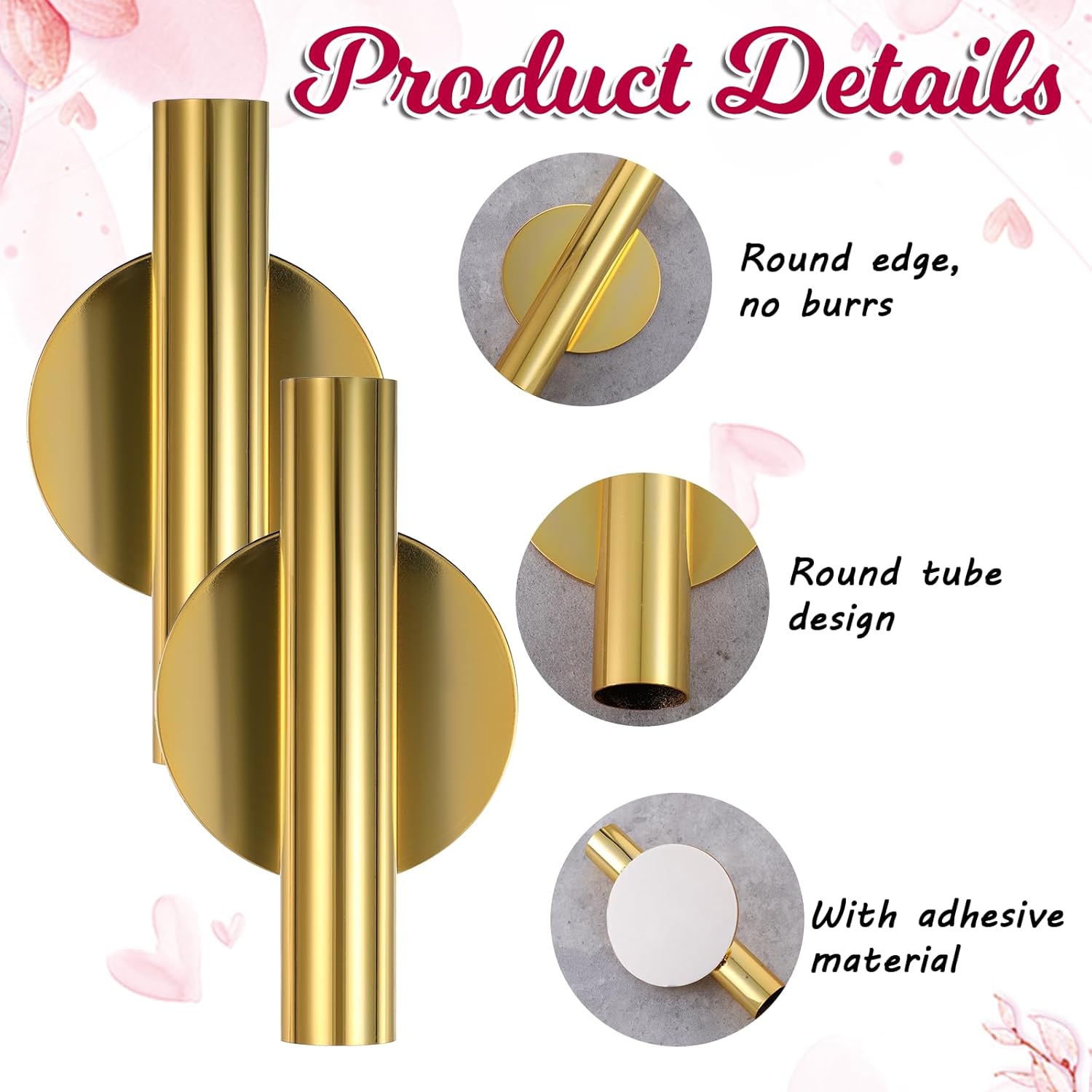 2PCS Gold Wall Vases for Flowers Modern Decor