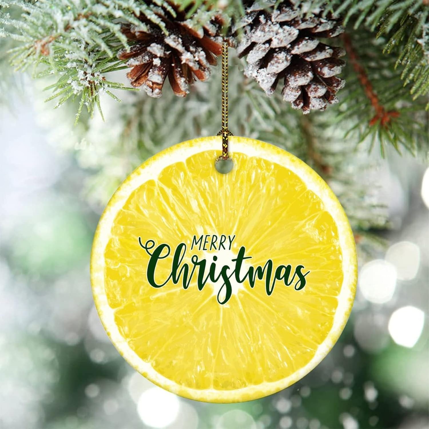 LUIJORGY 3 Inch Double Sided Printed Ceramic Christmas Ornament