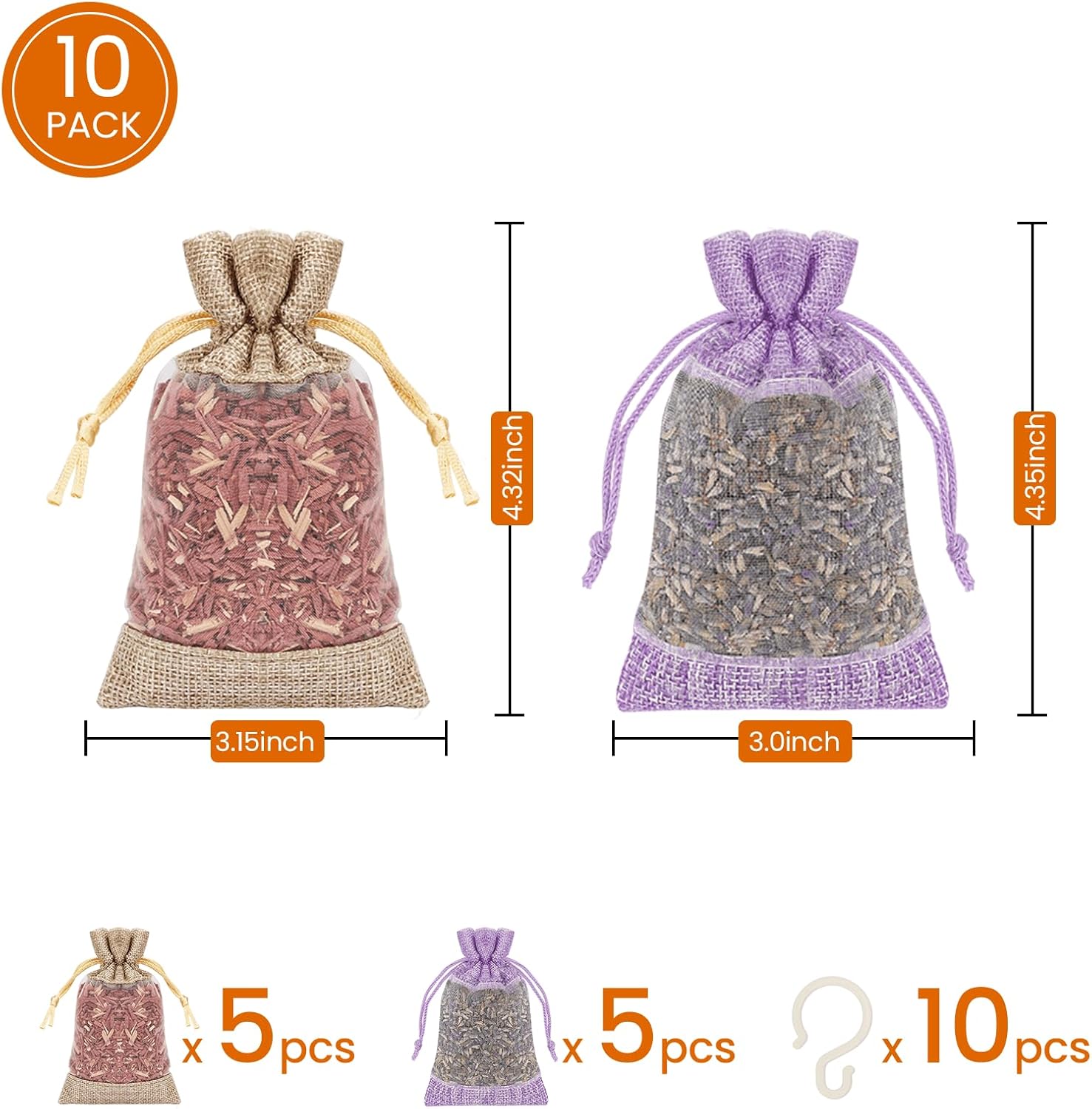 Homode Cedar Wood Lavender Sachets - Pack of 10
