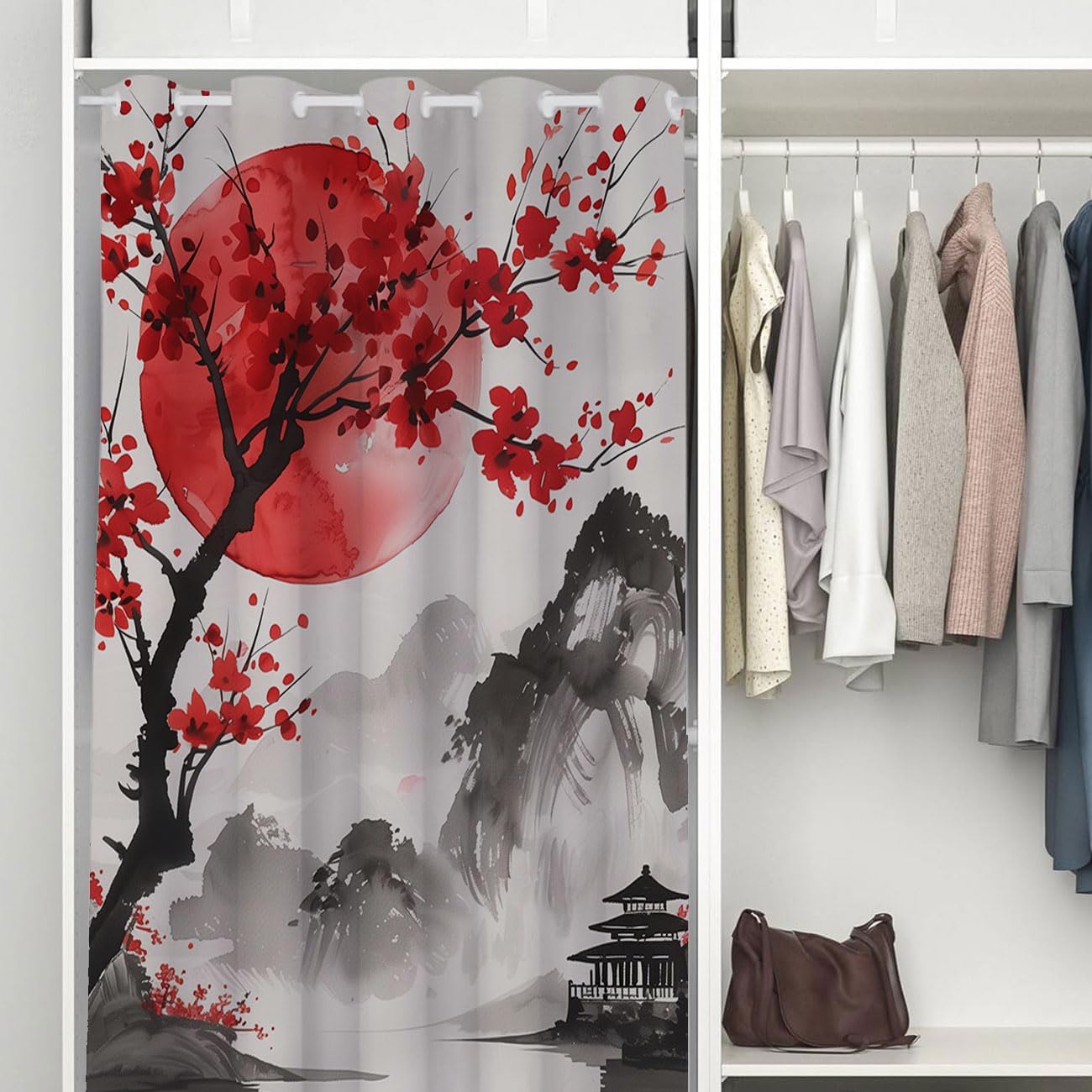 Japanese Cherry Blossoms Door Curtain 34W x 80L Panel