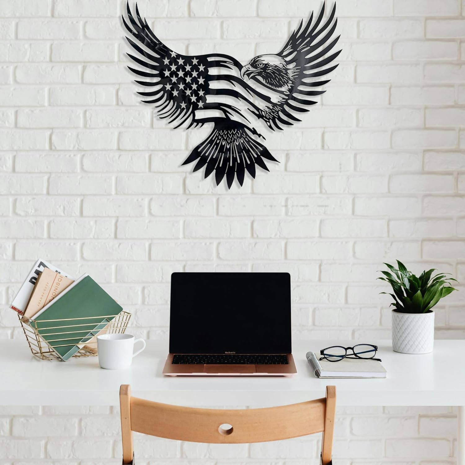 Patriotic Bald Eagle American Flag Metal Wall Art 20