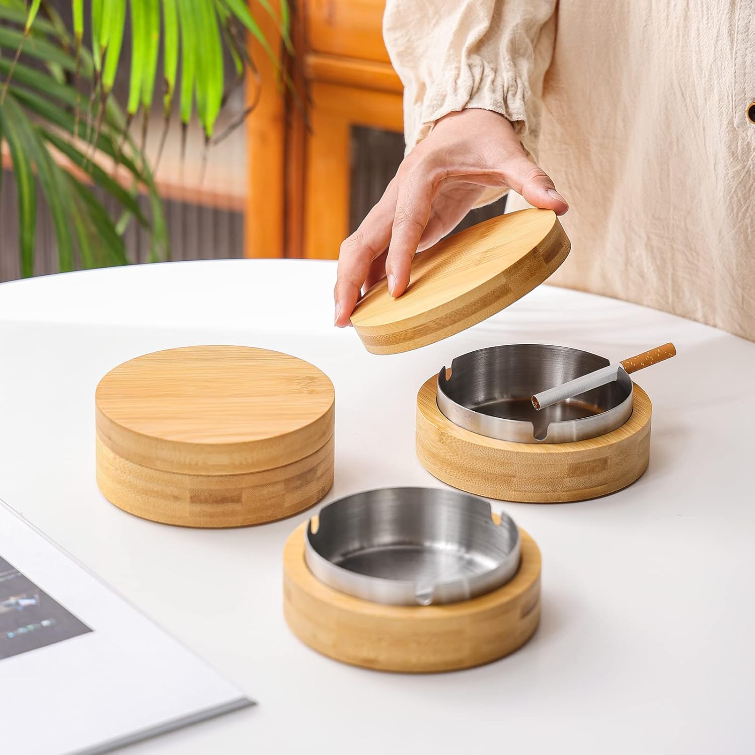 Stylish Small Ashtray with Lid for Indoor and Outdoor Use