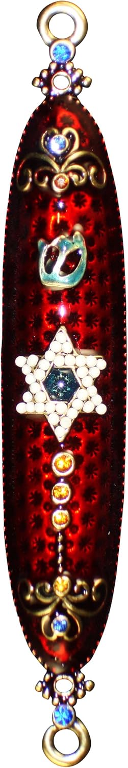 Hand Crafted Burgundy Red Jewish Mezuzah Cover