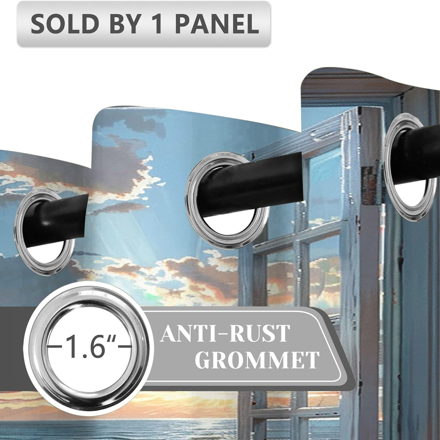 Beach Door Curtains for Doorways 34x80 Inch