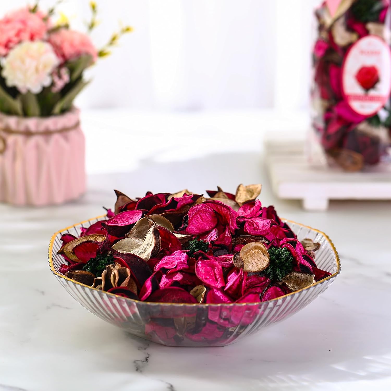 Nuanchu 6 Pcs Rose Red Potpourri Bags Scented Vase Fillers