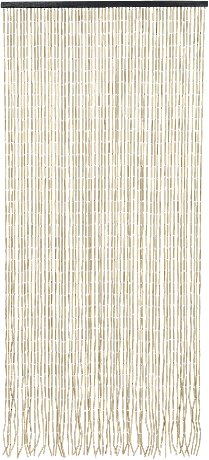 Natural Wood and Bamboo Beaded Curtain for Doorway