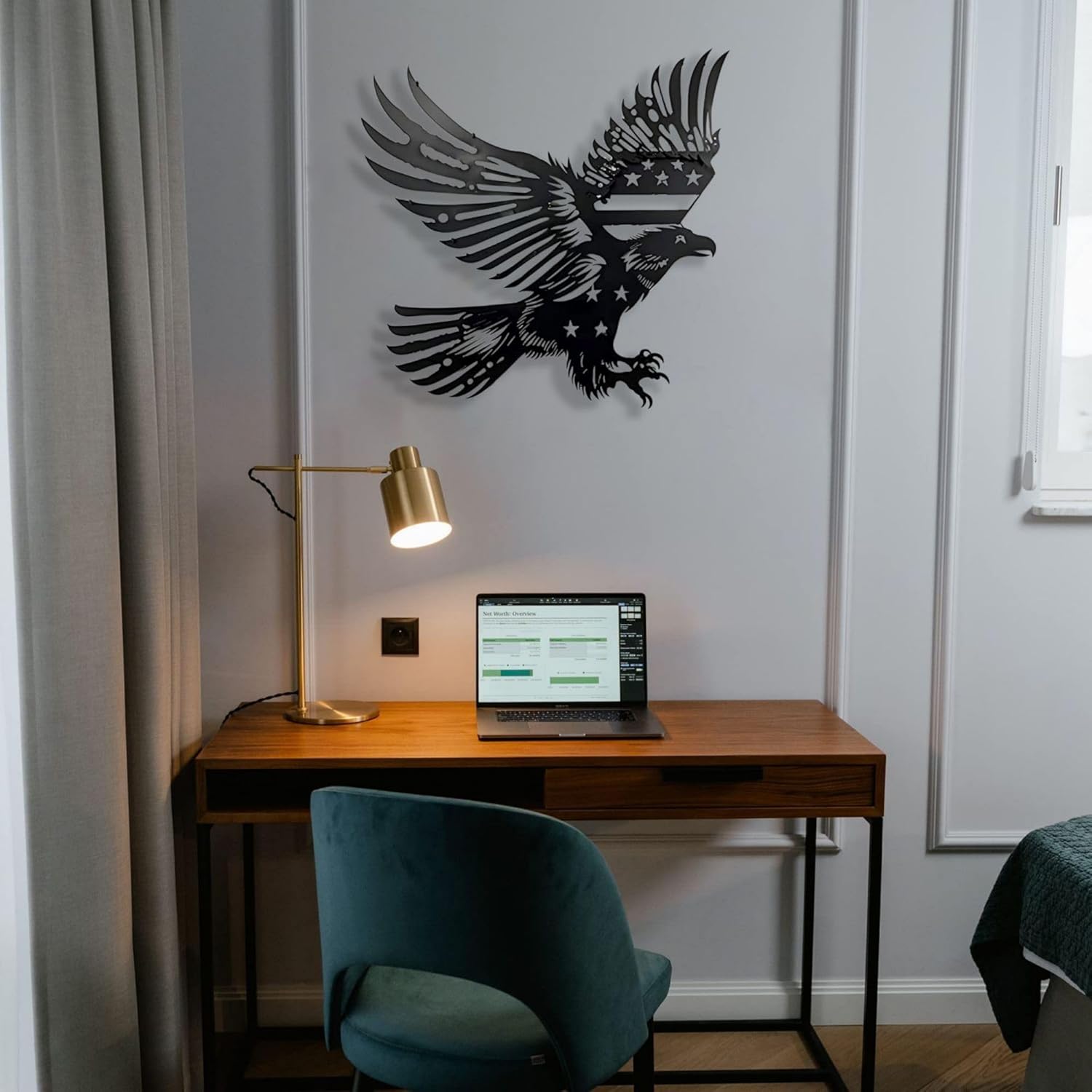 Patriotic Bald Eagle American Flag Metal Wall Art 40 Inch 1