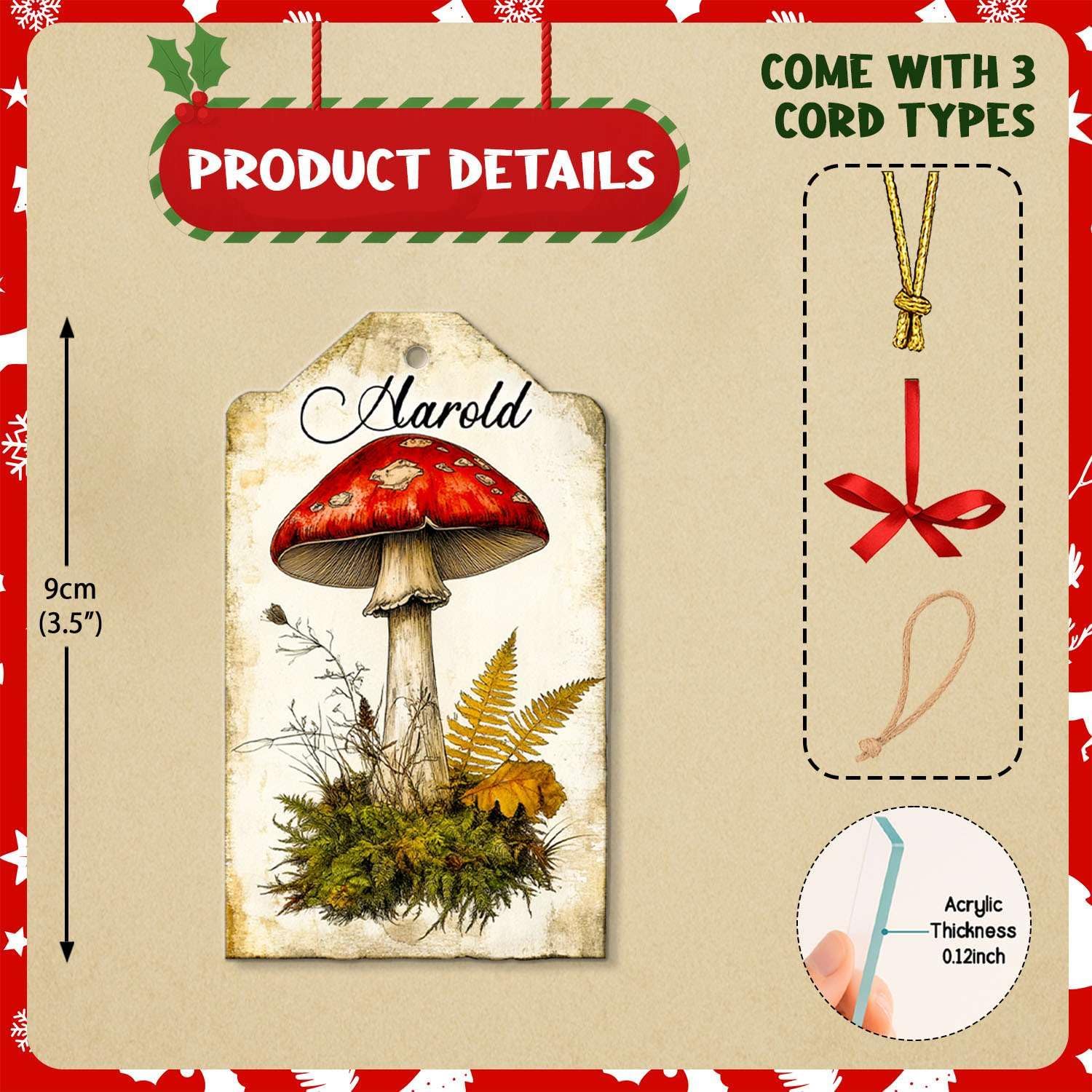 Custom Name Turtle Christmas Hanging Ornament Personalized Animal Shape Decor