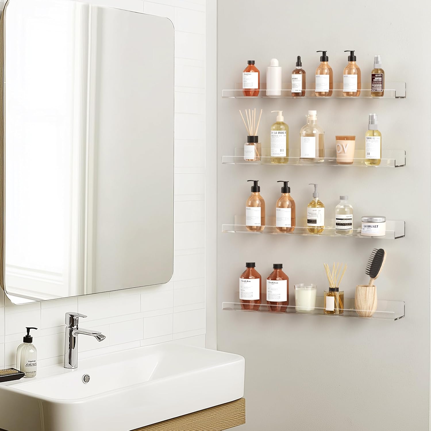 HBlife 36 Inch Clear Acrylic Floating Shelves 2 Pack