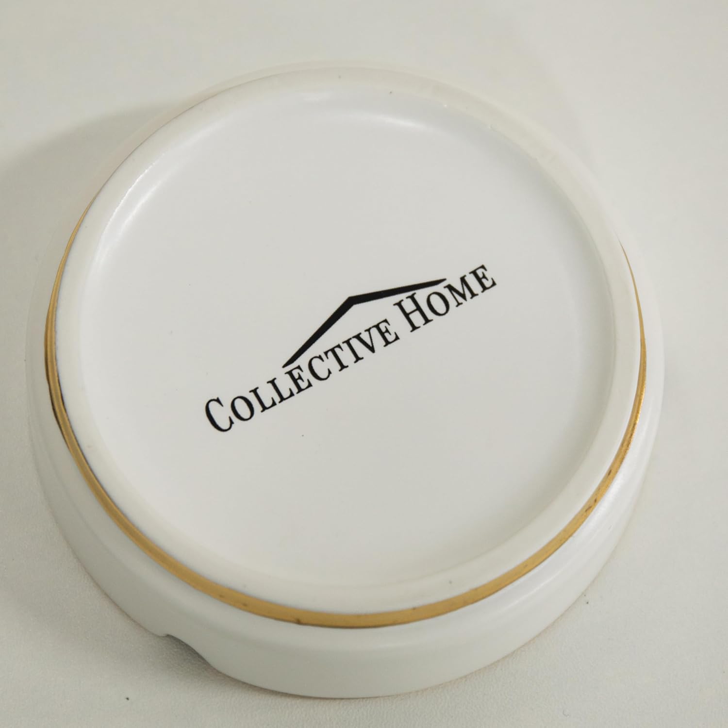 Luxurious Ceramic Ashtray with Gold Edging and Embossed Lettering