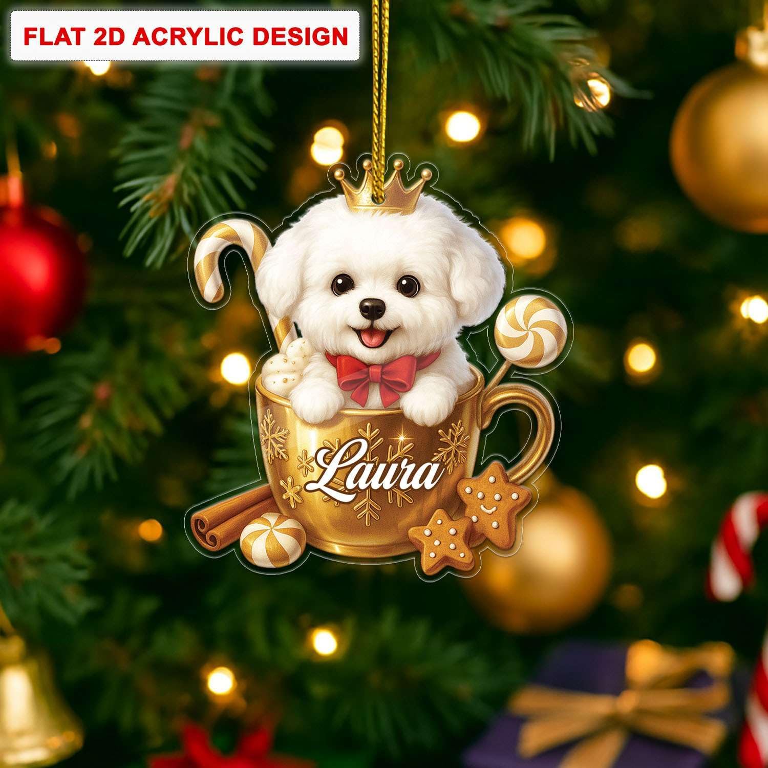 Personalized Bichon Frise Dog Christmas Ornament