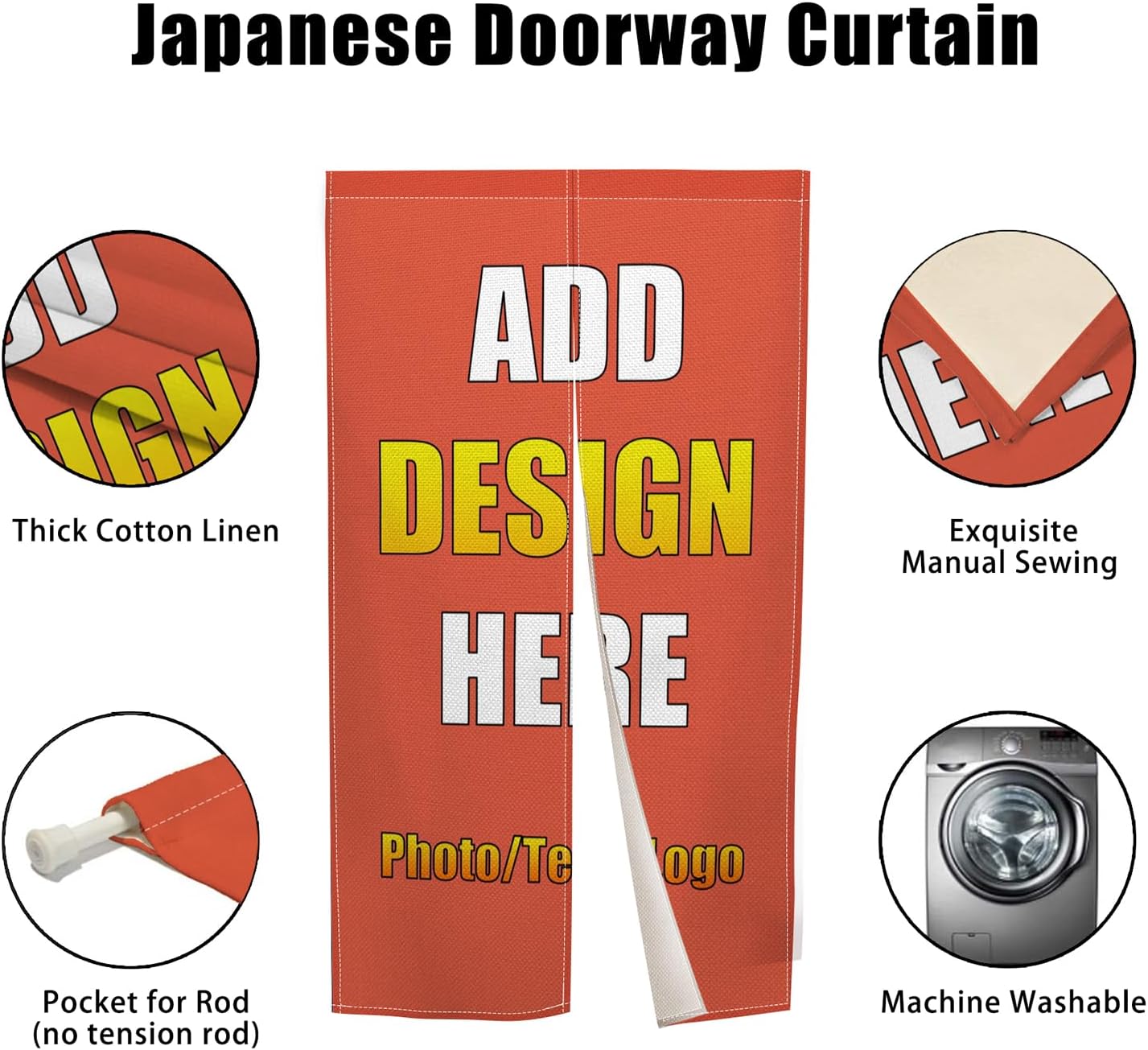 Custom Door Curtain Noren with Photo Text Logo