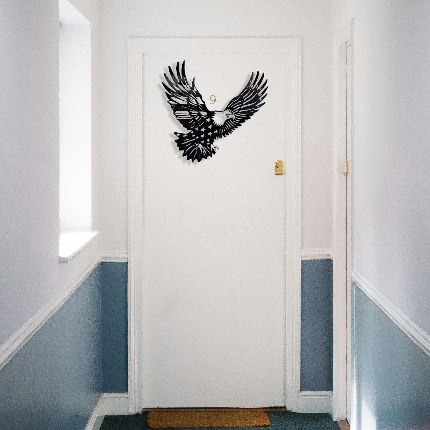 Patriotic Bald Eagle American Flag Metal Wall Art 30 Inch