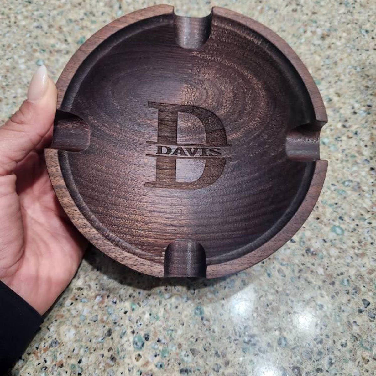 Personalized Wooden Cigar Ashtray with Name