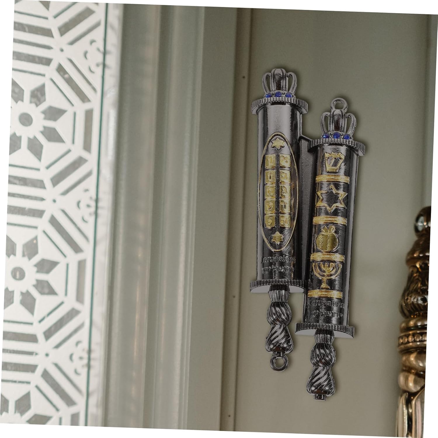 Retro Metal Mezuzah Door Decoration for Jewish Home