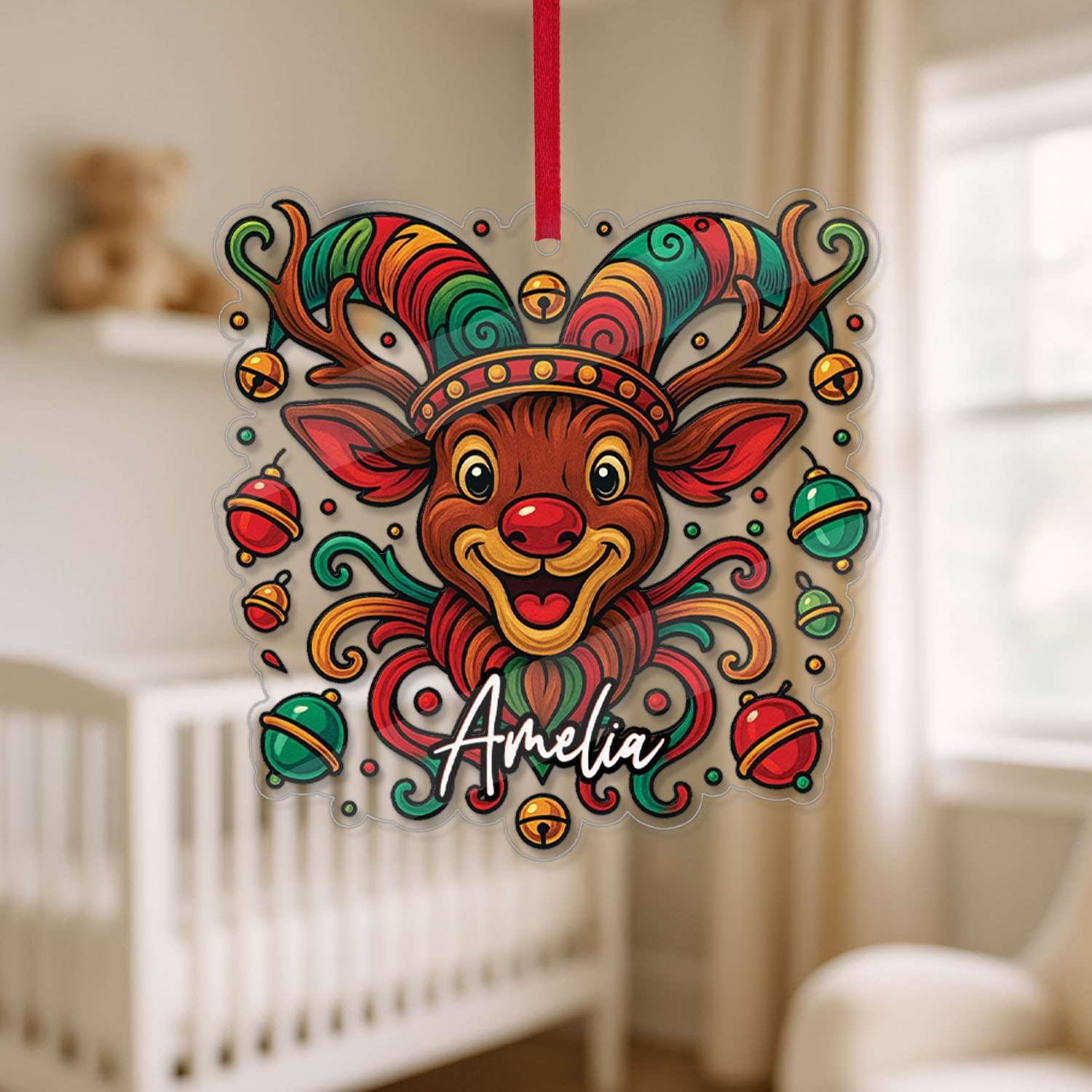 Custom Name Reindeer Hanging Ornament Personalized Christmas Decor
