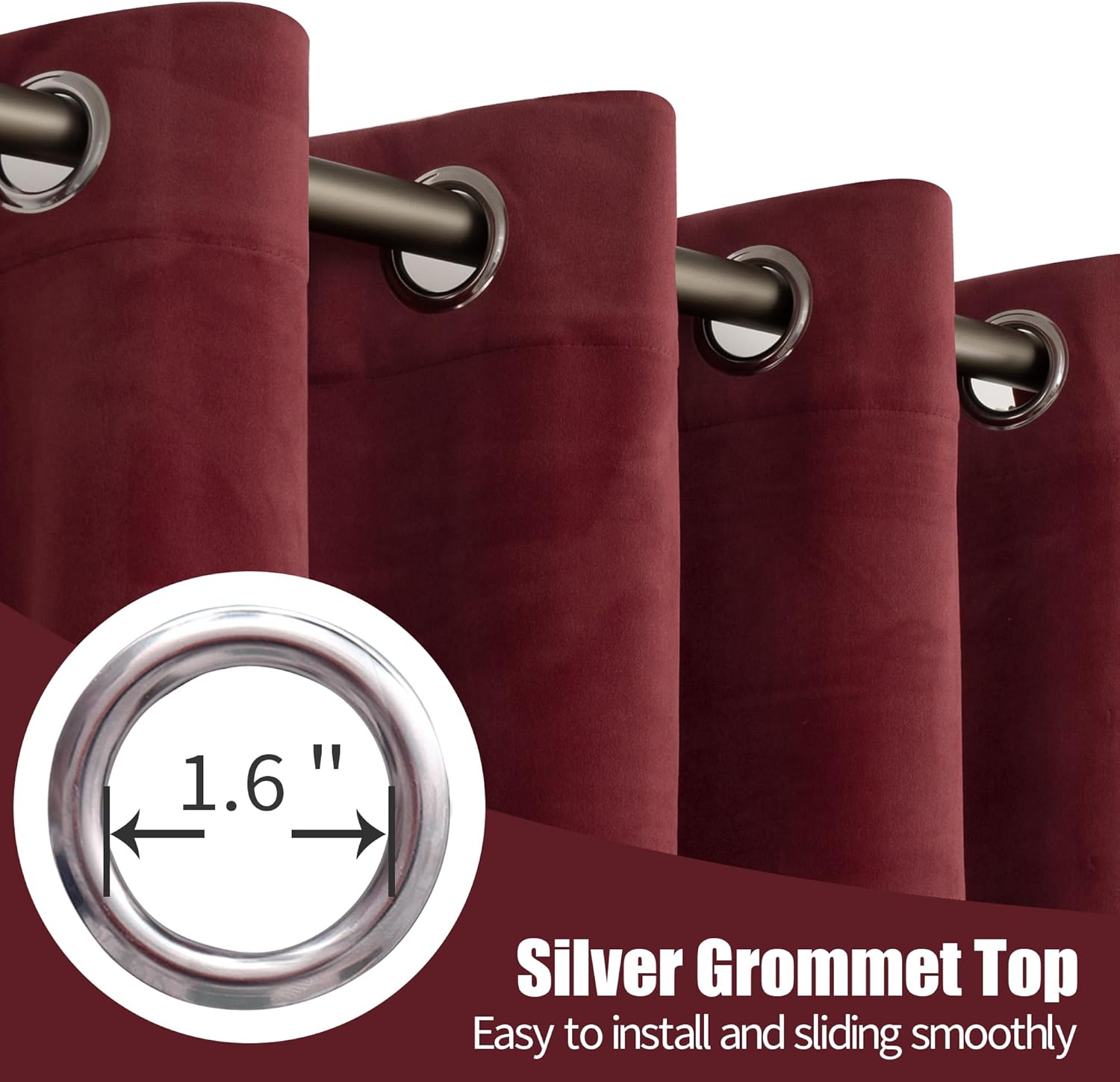 YoungsTex Burgundy Velvet Curtains 84 Inch for Living Room and Bedroom
