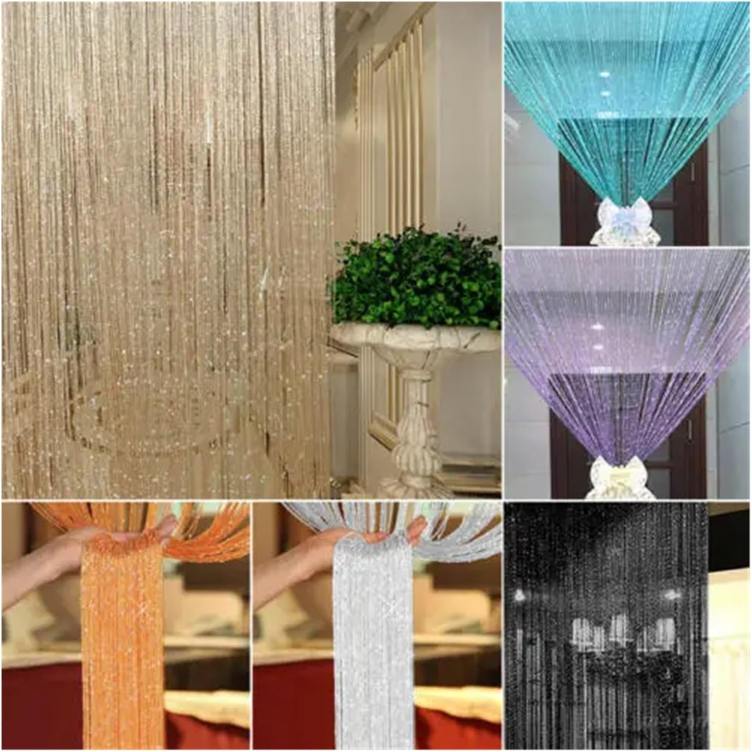 Shiny Tassel String Curtain for Door Window Decor