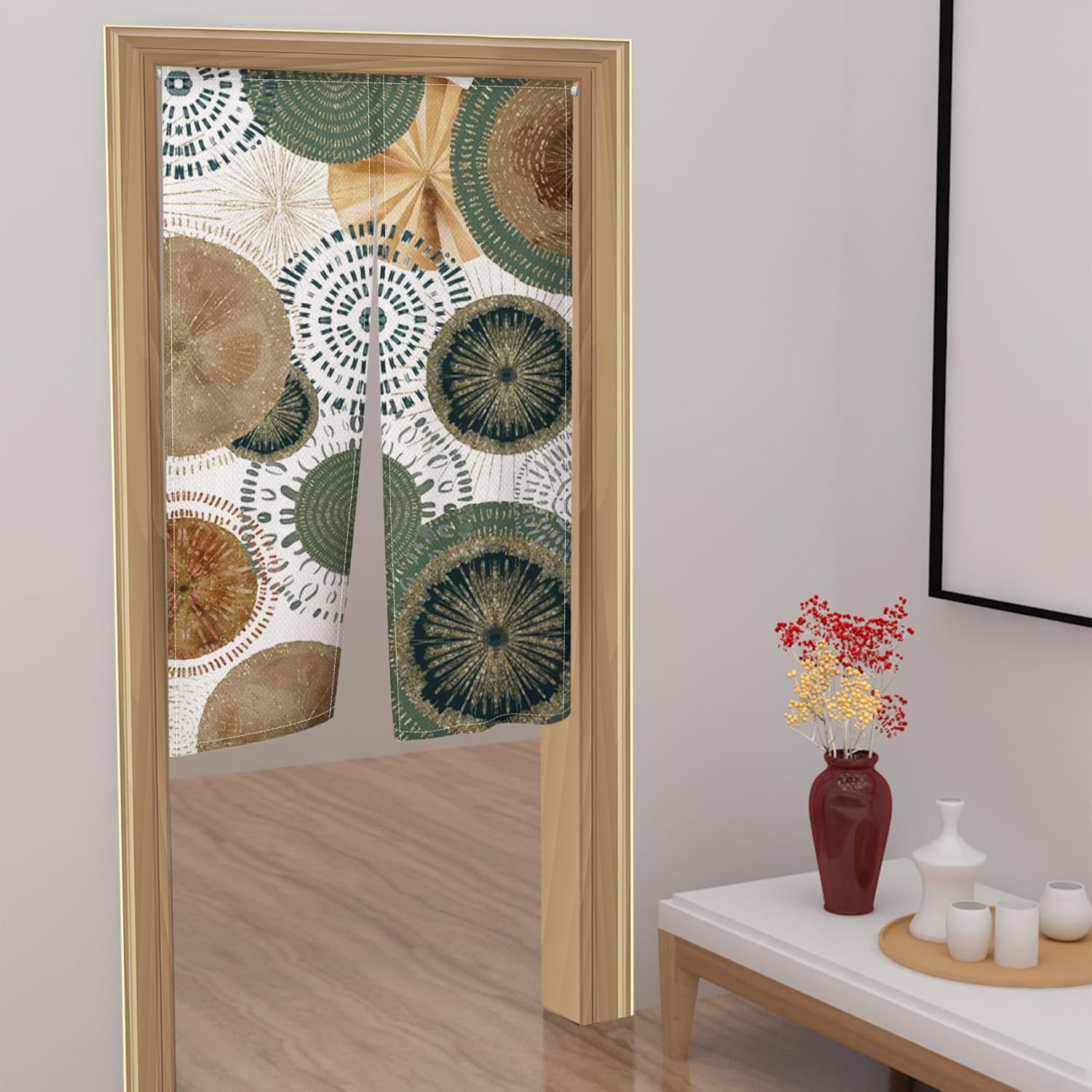 Traditional Japanese Door Curtain Kiwifruit Print 335x709 Inch Panel