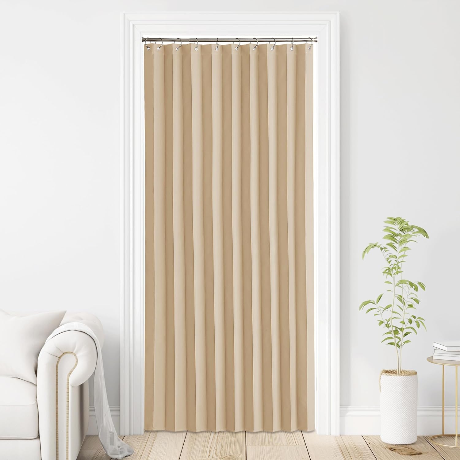 RYB HOME Biscotti Beige Grommet Curtain Panel