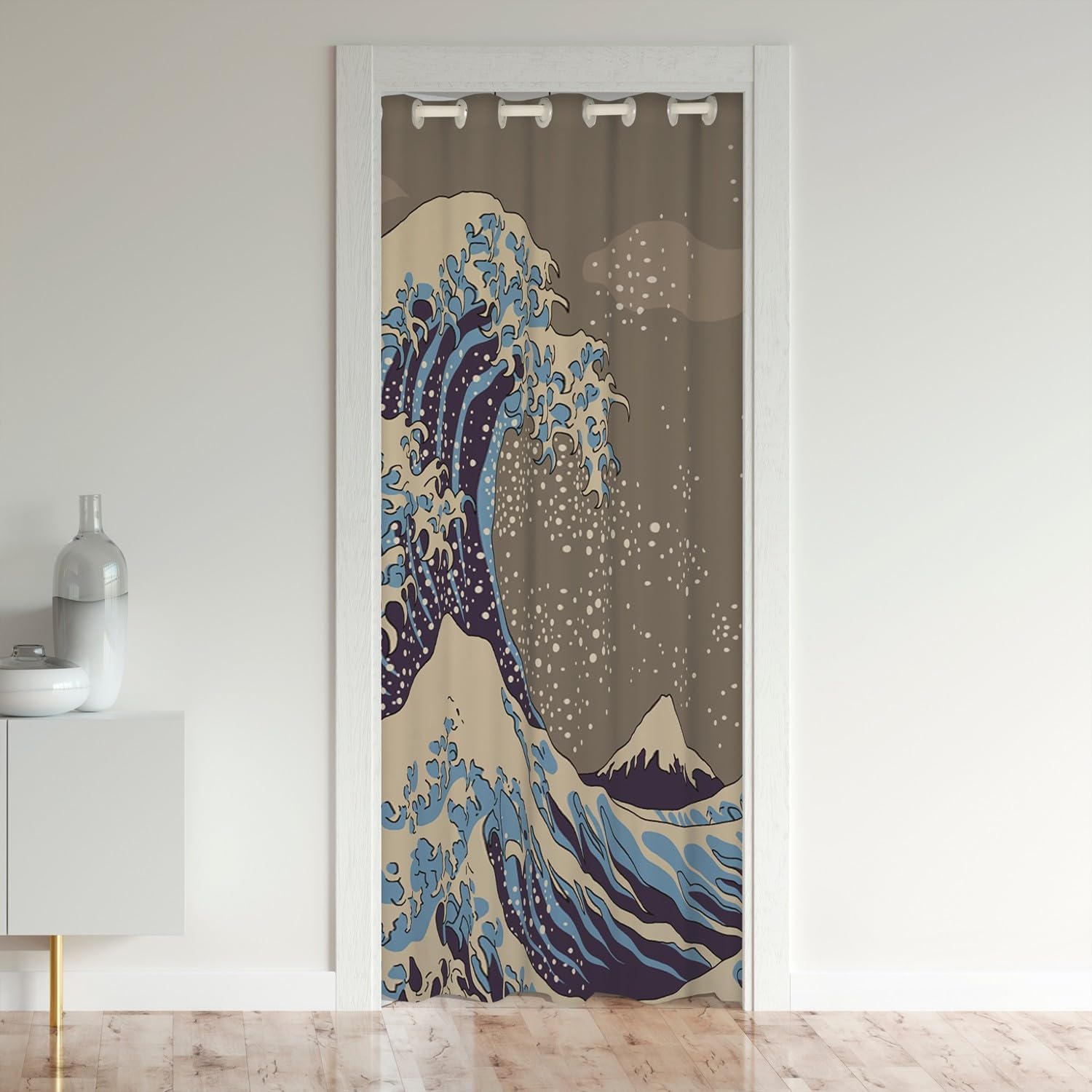 Japanese Ukiyoe Door Curtain for Privacy 34x80 Inch