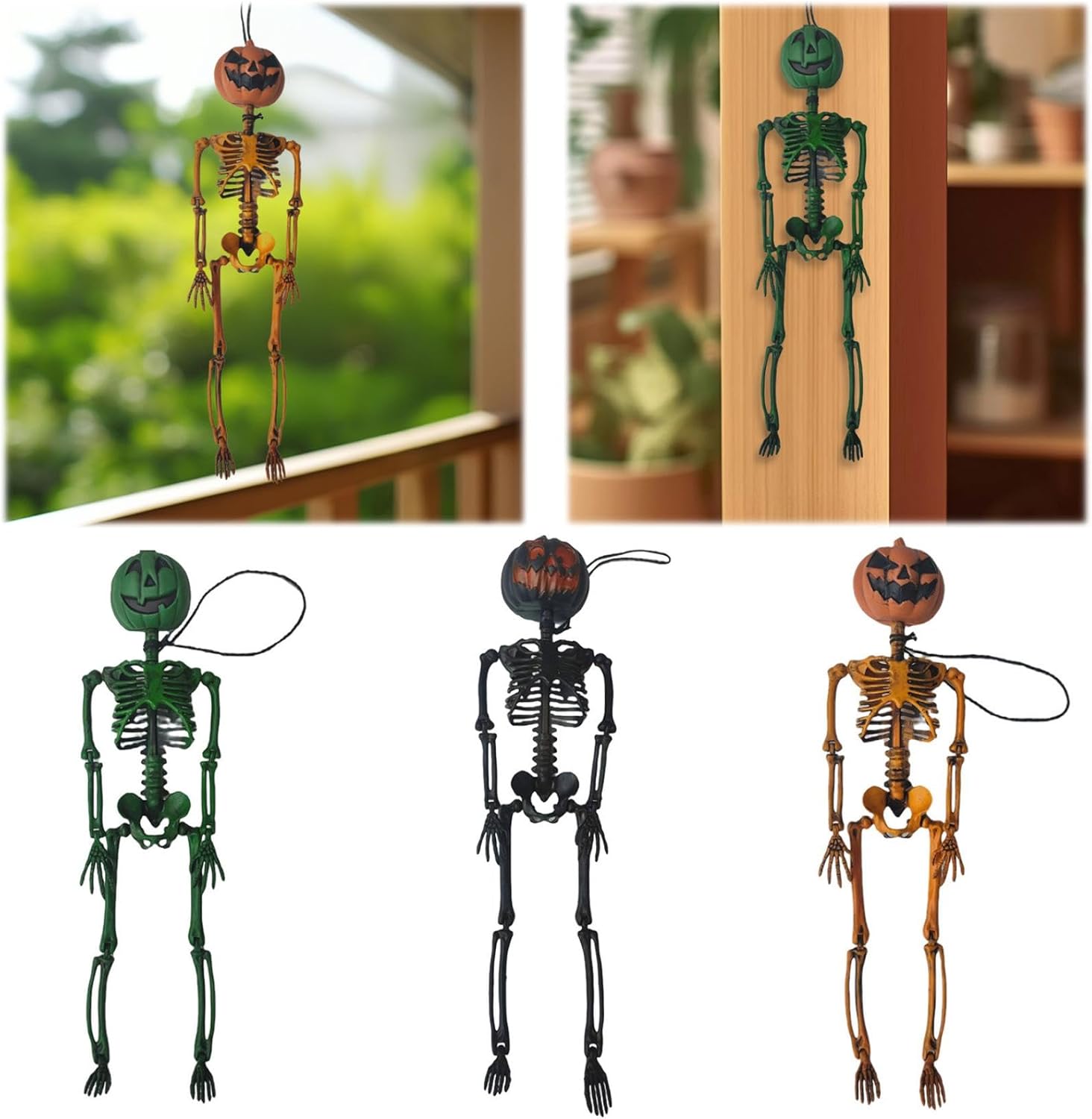 Realistic Hanging Pumpkin Head Skeleton Halloween Decor