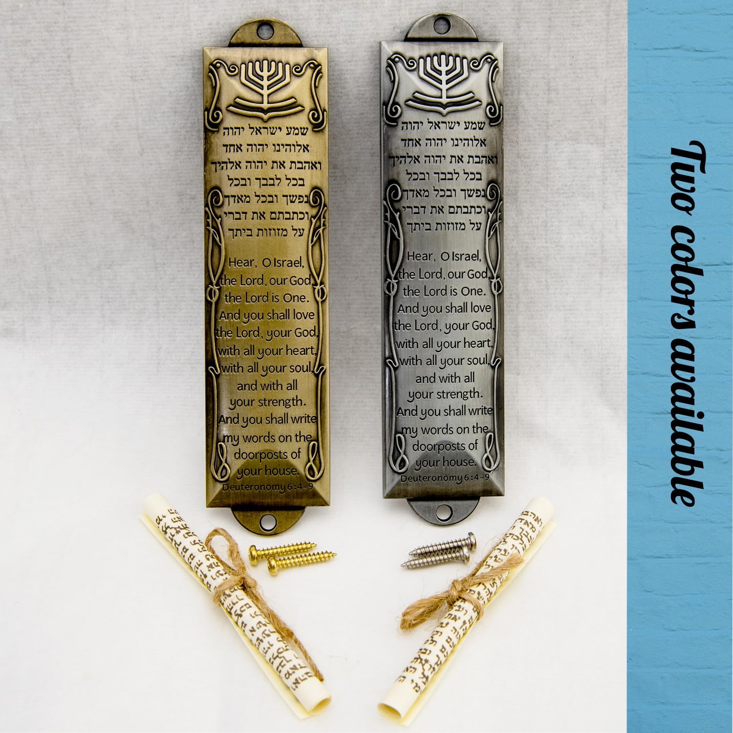 Set of 2 Mezuzahs with Scroll for Door