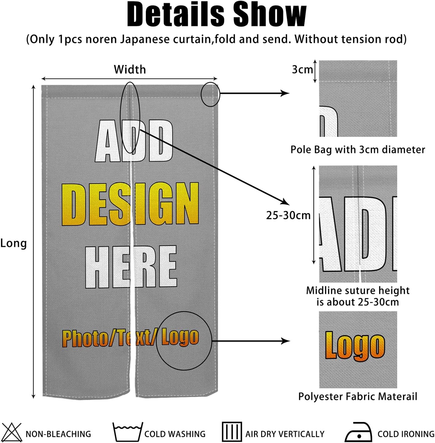 Custom Noren Door Curtain Panel with Personalized Design