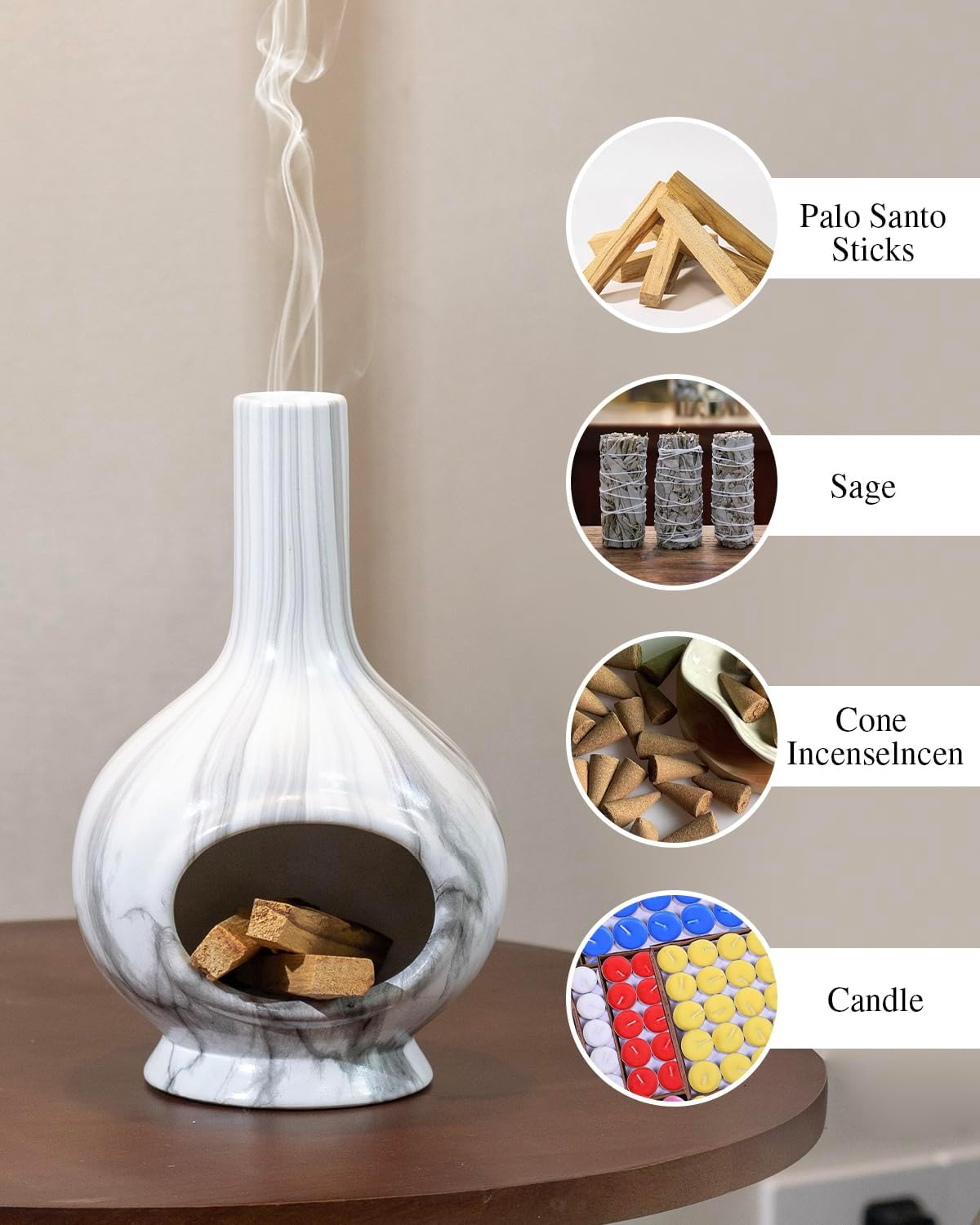 Handmade Marble Incense Holder for Meditation and Sage Burning