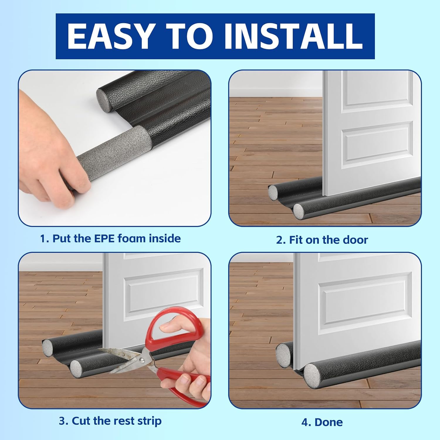 Door Wind Shield Silent Board with Insulated Sponges Black