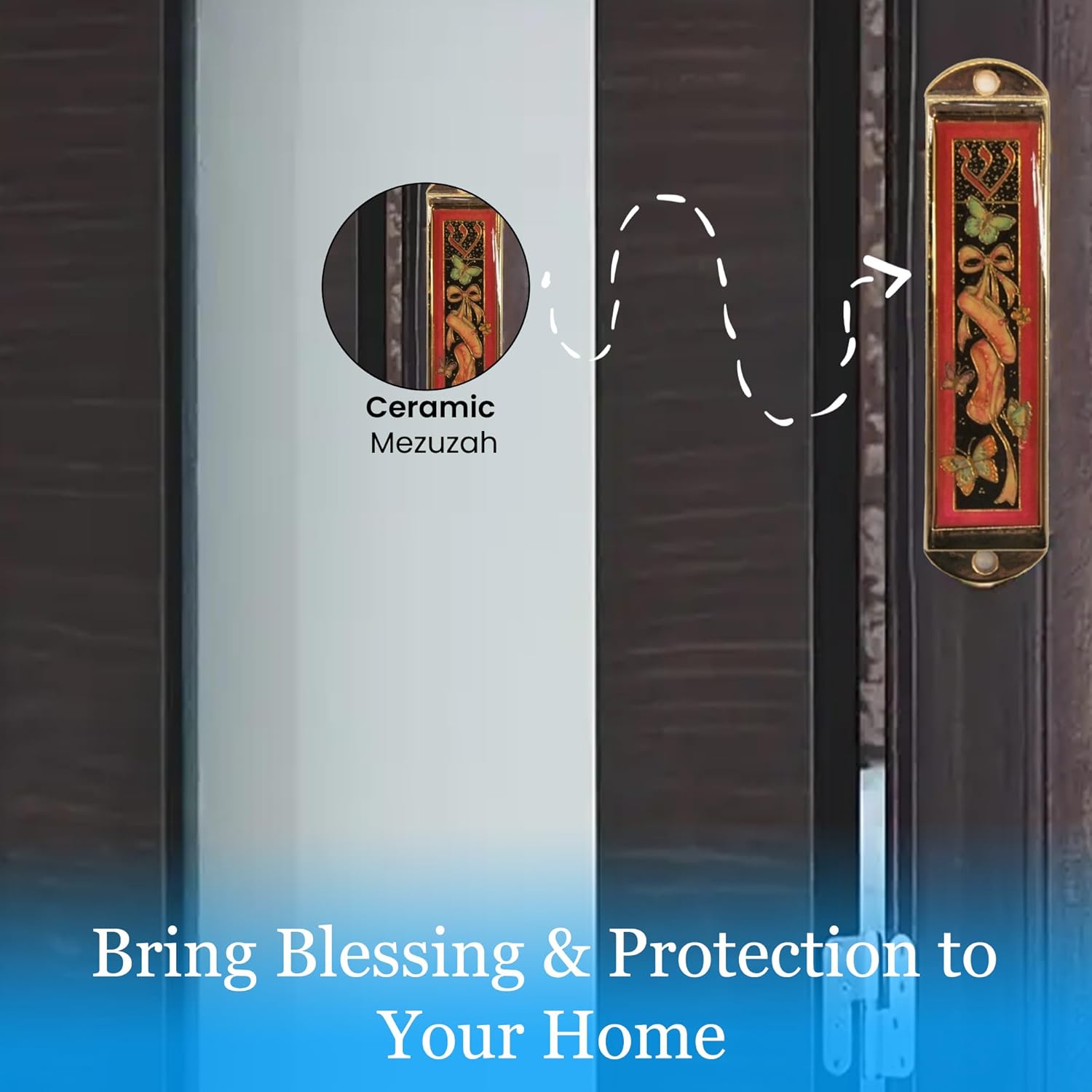 Majestic Giftware Ceramic Mezuzah Case with Jerusalem Design